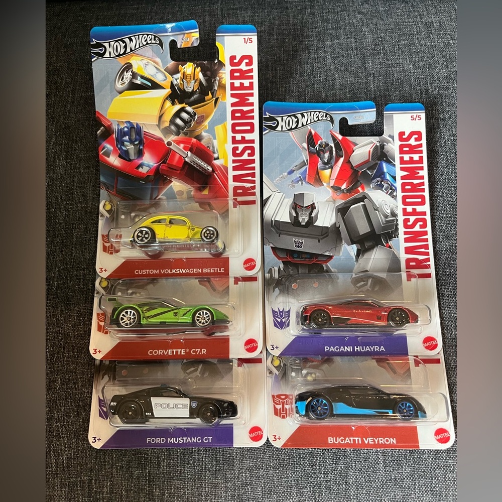 Hot wheels Transformers Set (Complete set of 5 Cars)